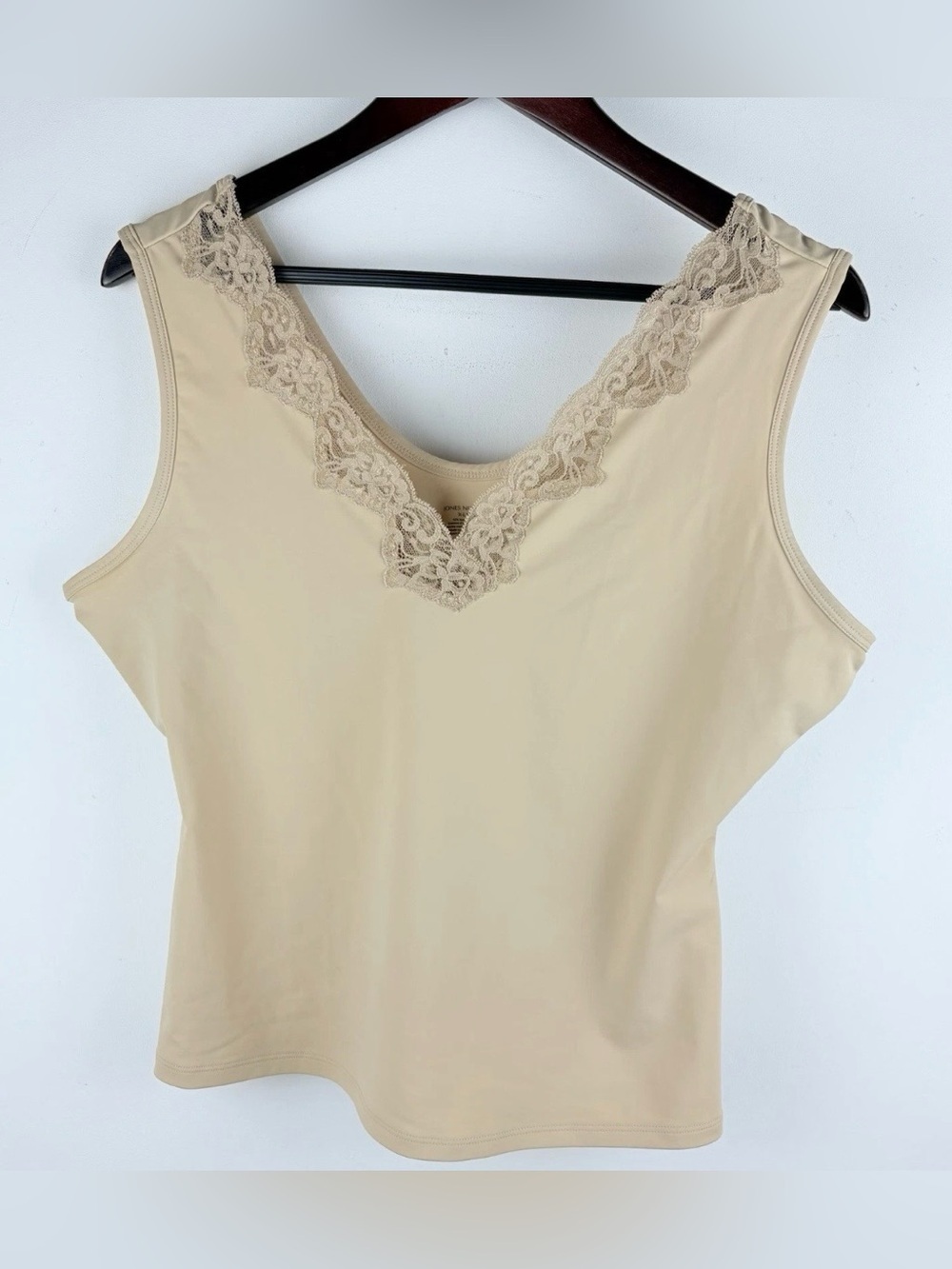 Jones New York Women’s Tan Beige Shapewear Lace Stretch Slim Tank Top Shirt XL